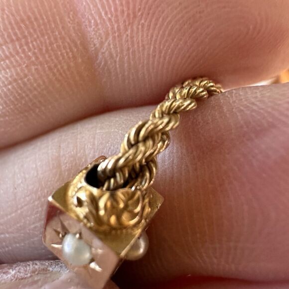 Victorian Pearl Slide Necklace Pocket Watch Chain 14k Yellow Gold 24" 18.7g - Picture 8 of 16